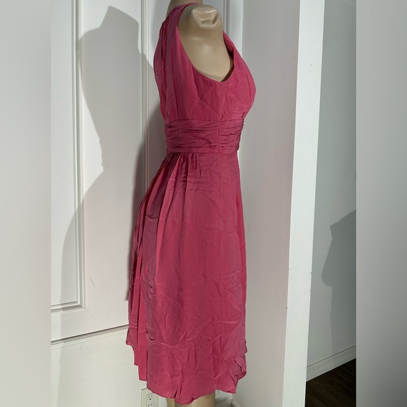 Kay Unger Bright Pink Ruffle Front Sleeveless A-Line Dress Size 14 - Picture 3 of 6